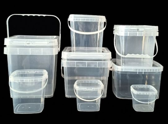 2 Lbs Square Food Storage Plastic Buckets With Lids IML Decoration