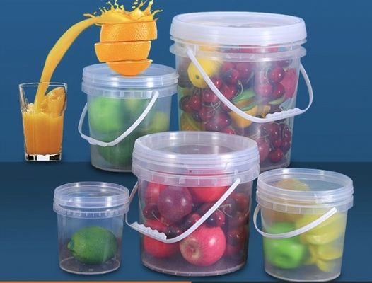 Smooth Surface 5 Gallon Transparent Plastic Bucket IML Decoration